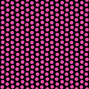 Pink on Black Polka Dot Circles Medium