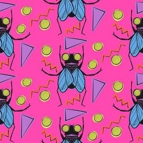 Buggin Out - Retro 80s Fly Insect on Pink