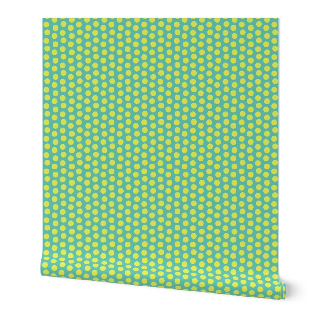 Soothing Yellow Aqua Polka Dot