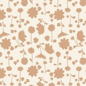 (small) spring flower silhouettes - mokka brown on off-white 
