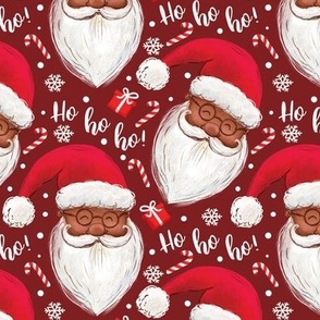 Black Santa ho ho ho - red