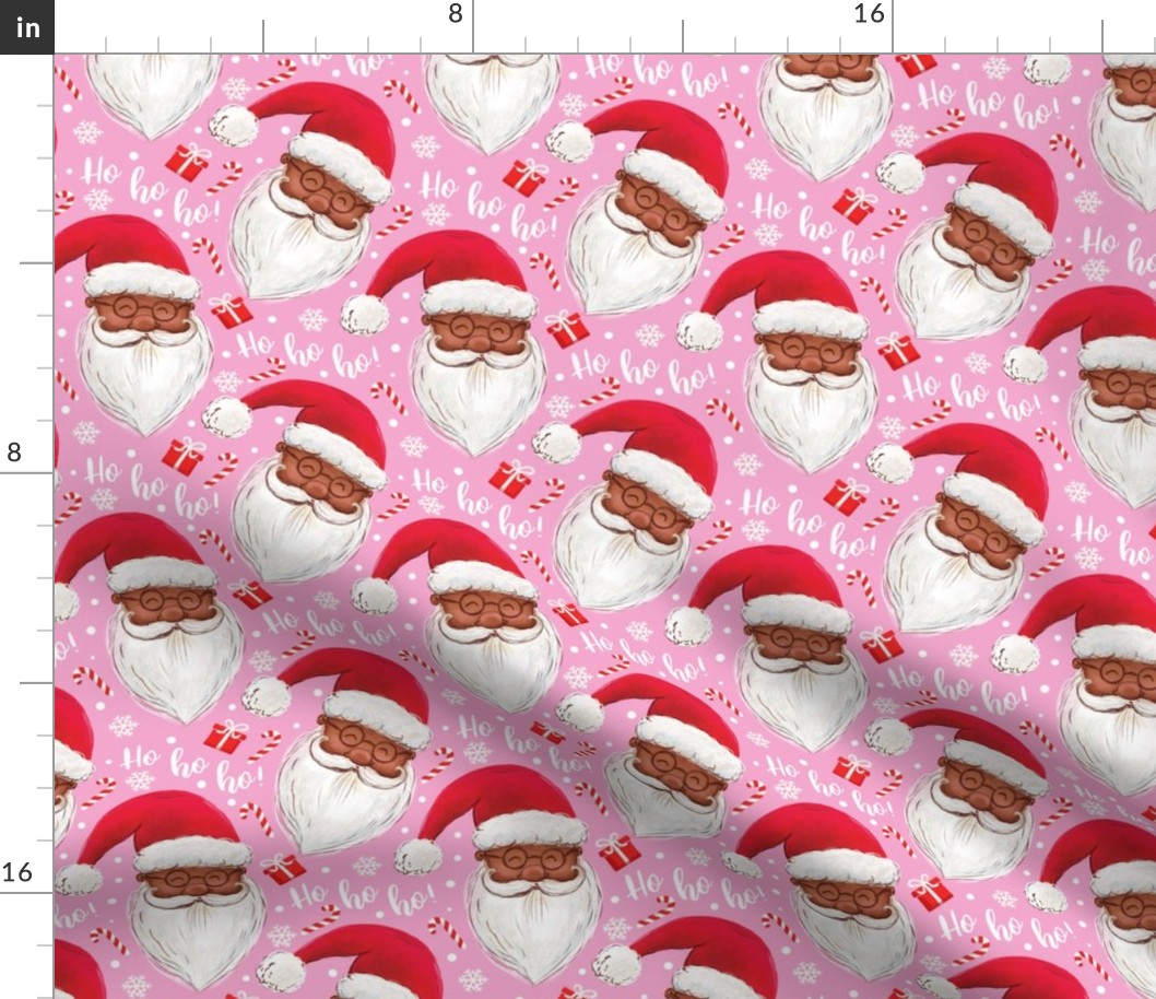 Black Santa ho ho ho - pink