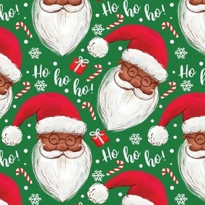 Black Santa ho ho ho - green