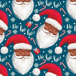 Black Santa ho ho ho - blue