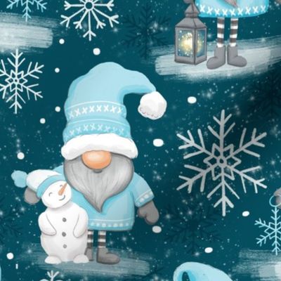 winter wonderland - gnomes Christmas fabric