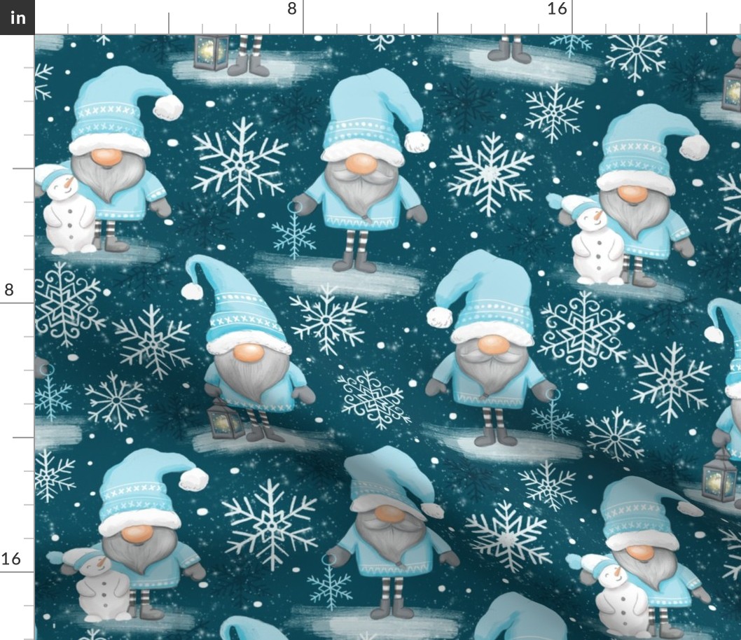 winter wonderland - gnomes Christmas fabric