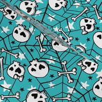 cute hand-drawn skulls halloween turquoise