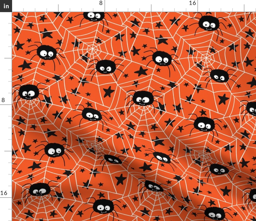 cute hand-drawn spider halloween pumkin orange