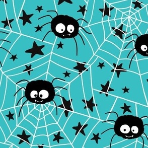 cute hand-drawn spider halloween turquoise