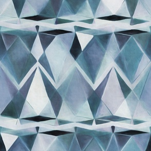 Blue Grey Moody Painted Geometric Abstract