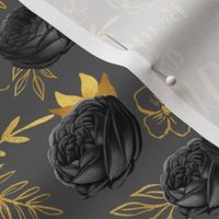 Medium Scale Boujee as Fuck Sarcastic Adult Funny Sweary Black Roses and Gold Leaves