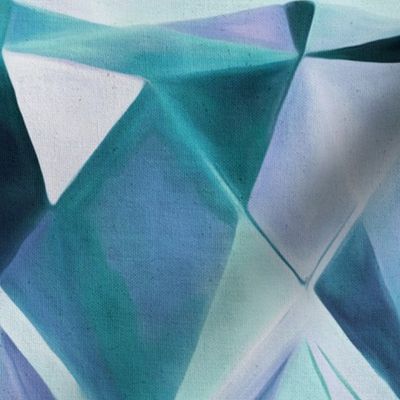 Mint and Purple Painted Geometric Abstract