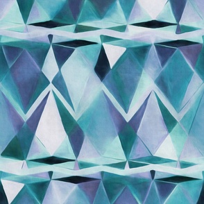 Mint and Purple Painted Geometric Abstract