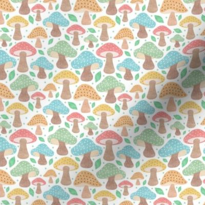 Small Scale Mushroom Forest on Light Background