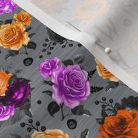 Medium Scale Wicked Bitch Sarcastic Sweary Halloween Floral with Purple Orange Black Roses