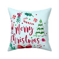 18x18 Pillow Sham Front Fat Quarter Size Makes 18" Square Cushion Cover Merry Christmas Jollies Santa Candy Canes Holiday Treats