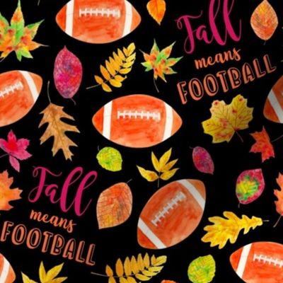 Large Scale Fall means Football with Watercolor Autumn Leaves