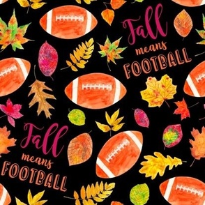 Large Scale Fall means Football with Watercolor Autumn Leaves