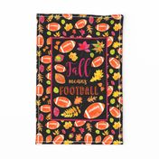 Large 27x18 Fat Quarter Panel for Tea Towel or Wall Art Hanging Fall means Football with Watercolor Autumn Leaves