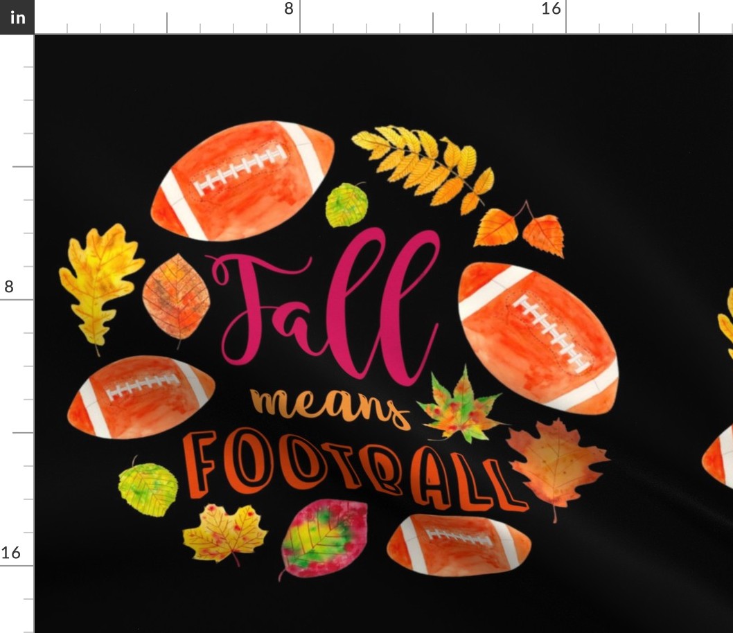 18x18 Pillow Sham Front Fat Quarter Size Makes 18" Square Cushion Cover Fall means Football with Watercolor Autumn Leaves