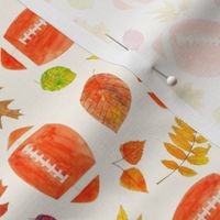 Medium Scale Fall Football with Watercolor Autumn Leaves