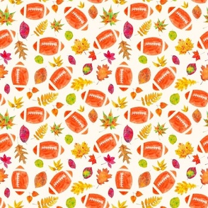 Medium Scale Fall Football with Watercolor Autumn Leaves