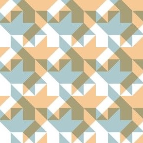 quilter's houndstooth - sunset peach and malibu blue