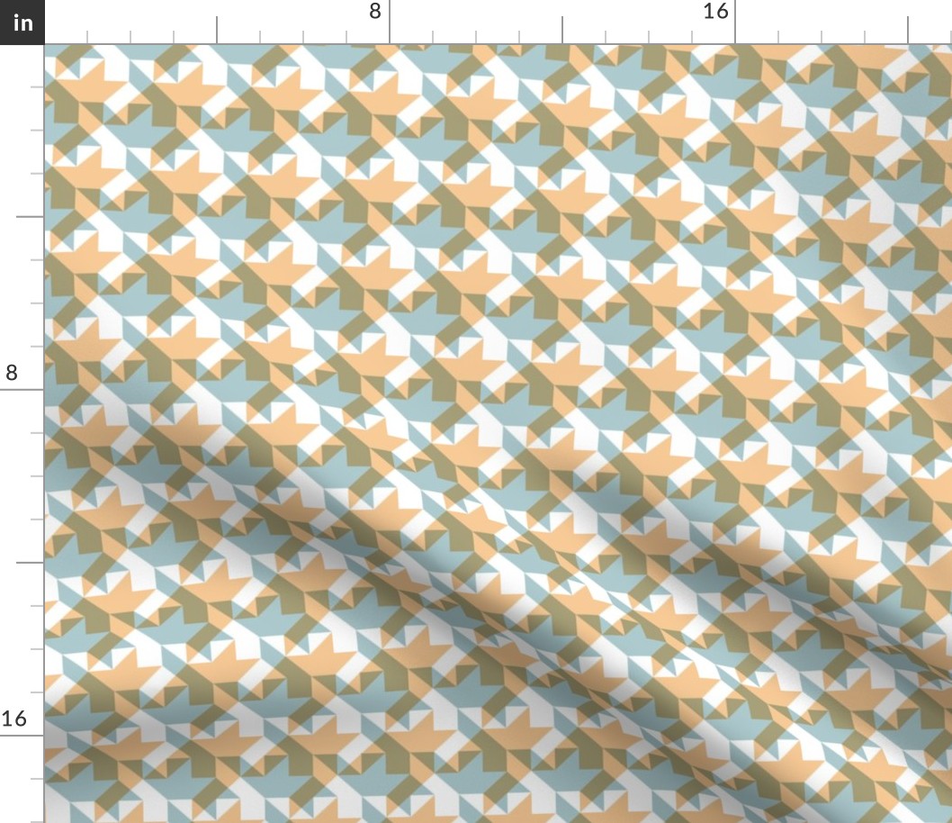 quilter's houndstooth - sunset peach and malibu blue