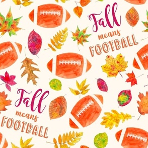 Large Scale Fall means Football with Watercolor Autumn Leaves