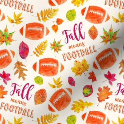 Medium Scale Fall means Football with Watercolor Autumn Leaves