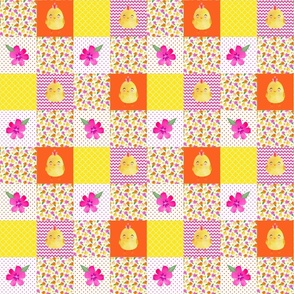 Smaller Patchwork 3" Square Cheater Quilt The Prettiest Farm Yellow Chicks