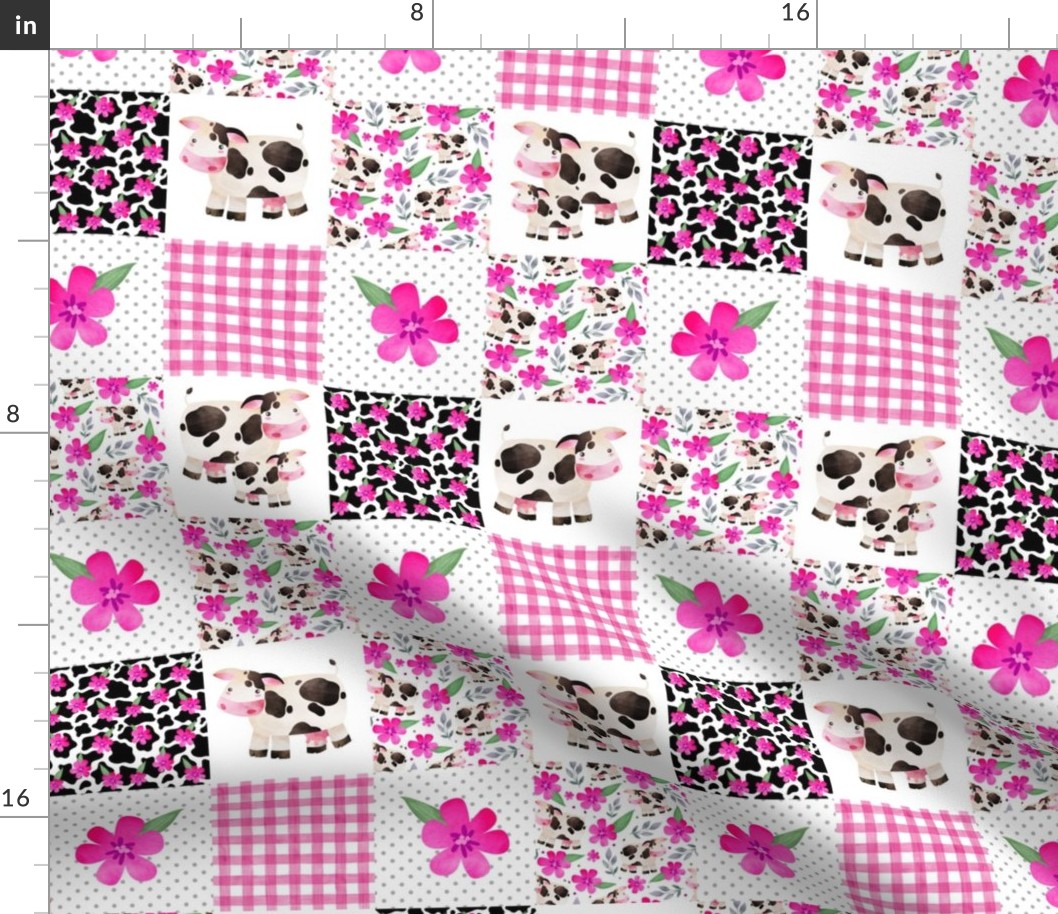 Smaller Patchwork 3" Square Cheater Quilt The Prettiest Farm Cow Print