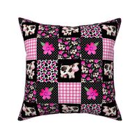 Smaller Patchwork 3" Square Cheater Quilt The Prettiest Farm Cow Print on Black