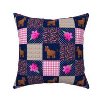 Smaller Patchwork 3" Square Cheater Quilt The Prettiest Farm Horses on Navy