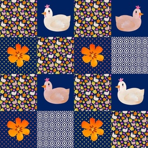 Patchwork 6" Square Cheater Quilt The Prettiest Farm Chickens Hens