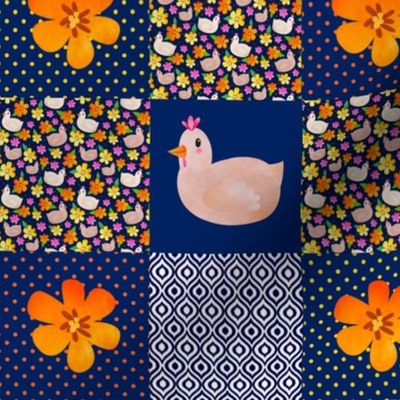 Smaller Patchwork 3" Square Cheater Quilt The Prettiest Farm Chickens Hens