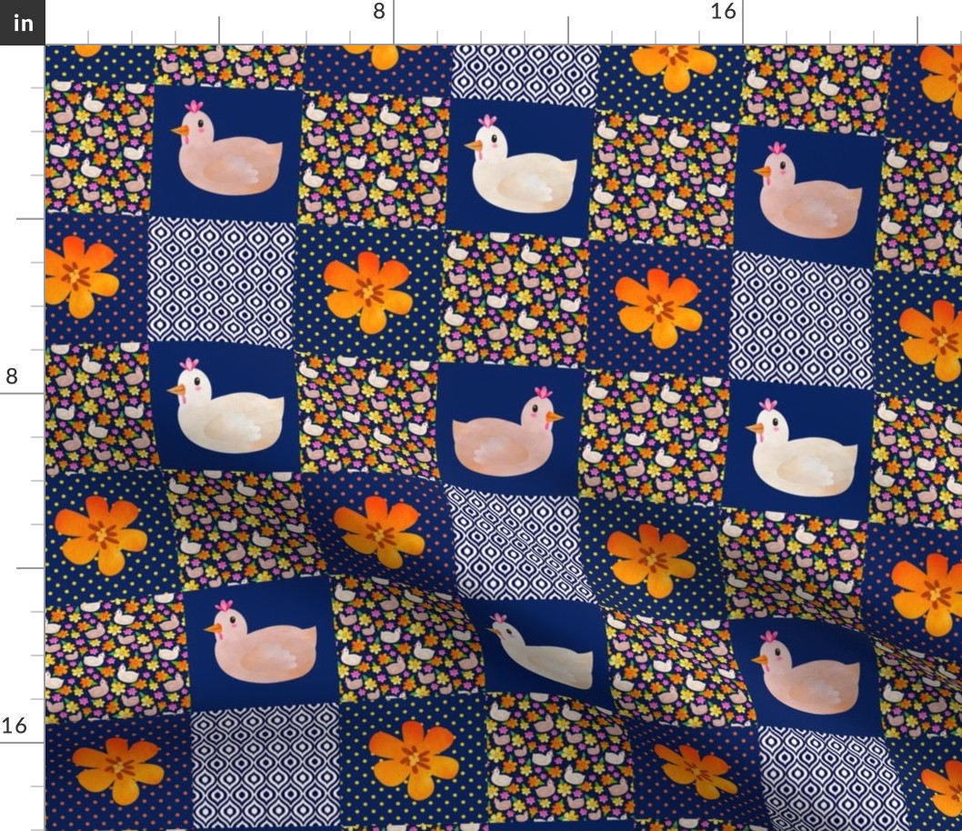 Smaller Patchwork 3" Square Cheater Quilt The Prettiest Farm Chickens Hens