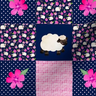 Smaller Patchwork 3" Square Cheater Quilt The Prettiest Farm Woolly Sheep