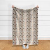Medium Scale Neutral Scandi Vine and Flowers Warm Tones Tan Brown Grey on Ivory off White