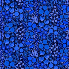 Wildflower Field- Cobalt Blue