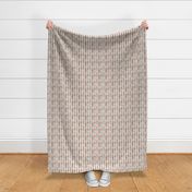 Small Scale Neutral Scandi Vine and Pink Flowers Warm Tones Tan Brown Grey on Ivory off White