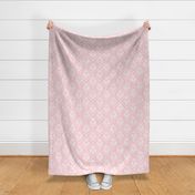 Large Scale Damask Floral White on Cotton Candy Pink Petal Solid Coordinate