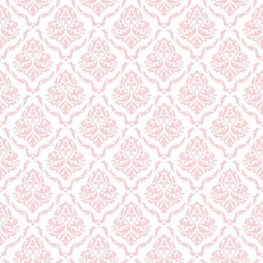 Medium Scale Damask Floral Cotton Candy Pink on White Petal Solid Coordinate