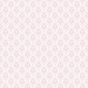 Small Scale Damask Floral Cotton Candy Pink on White Petal Solid Coordinate