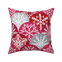 Large Scale Christmas Snowflakes Winter Season Red Pink Grey