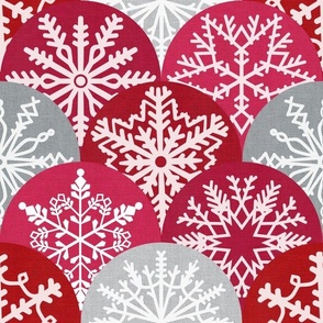 Large Scale Christmas Snowflakes Winter Season Red Pink Grey
