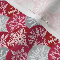 Small Scale Christmas Snowflakes Winter Season Red Pink Grey