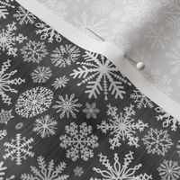 Small Scale Snowstorm - White Snowflakes on Black Texture 