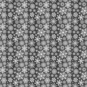 Small Scale Snowstorm - White Snowflakes on Black Texture 