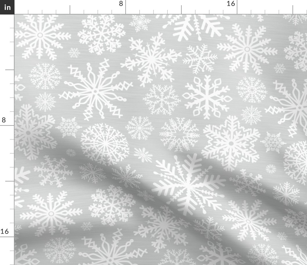 Large Scale Snowstorm - White Snowflakes on Grey Texture 